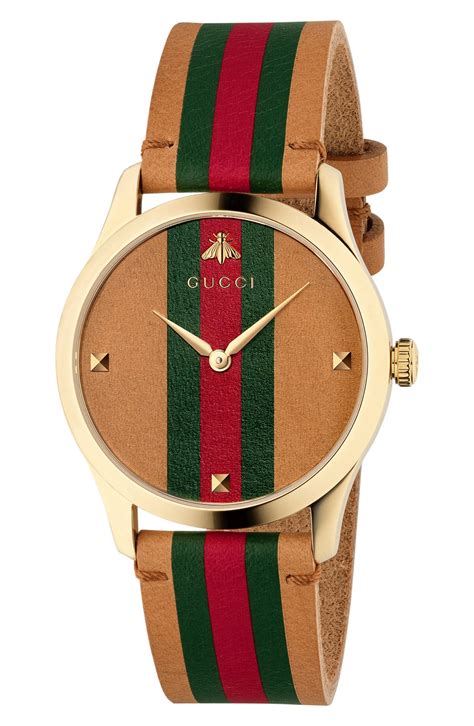 double g gucci watch with leather band|Gucci leather watch band replacement.